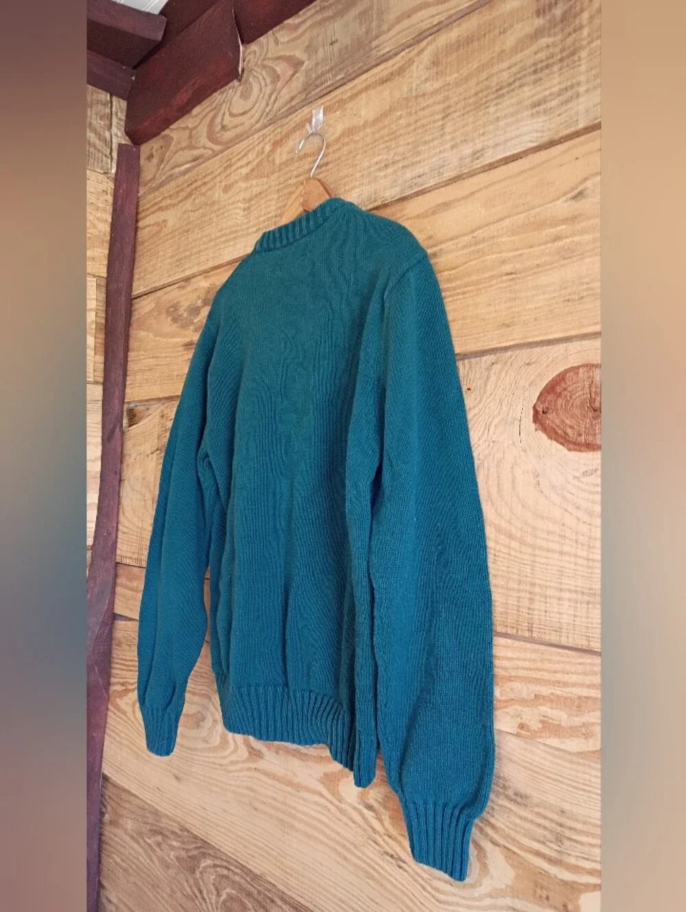 Chaps Forest Green Preppy Cotton Polo Crewneck Sweater Dark Academic Sporty